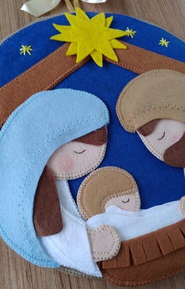 Enfeite Quadro Sagrada Família em Feltro