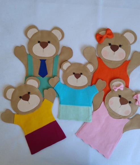 Kit Fantoches Familia de Ursos