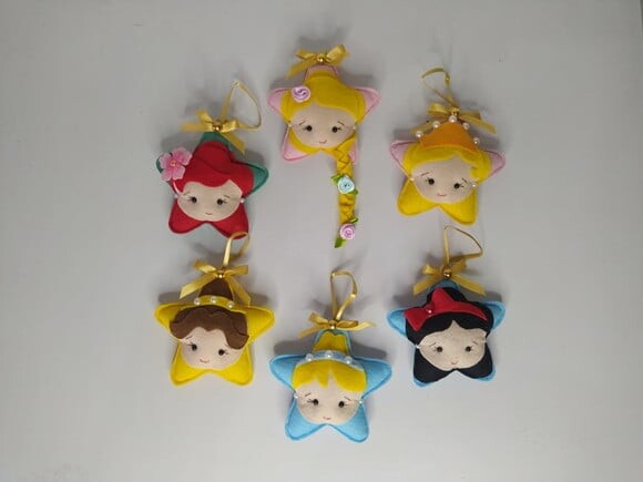 Kit Pingentes Estrelinhas de Natal - Princesas