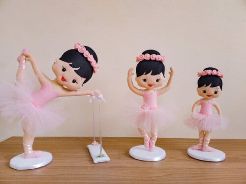 Bailarinas em Feltro - Kit com 3 Unidades