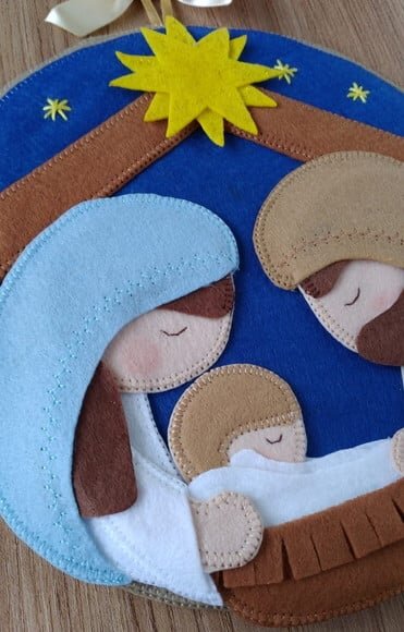 Enfeite Quadro Sagrada Família em Feltro