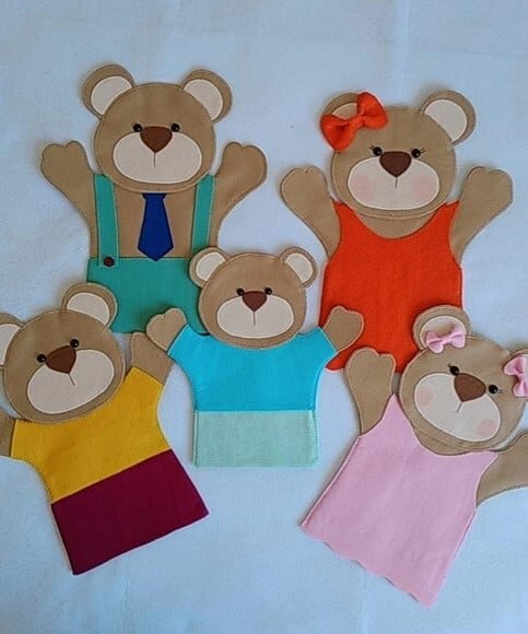 Kit Fantoches Familia de Ursos