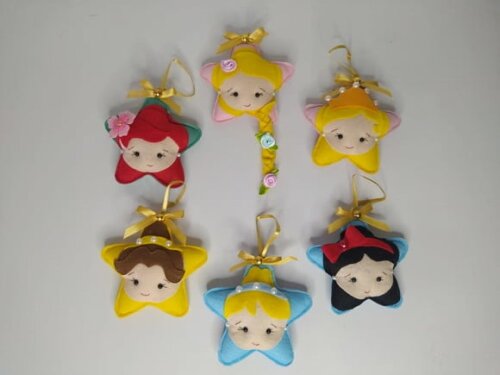Kit Pingentes Estrelinhas de Natal - Princesas
