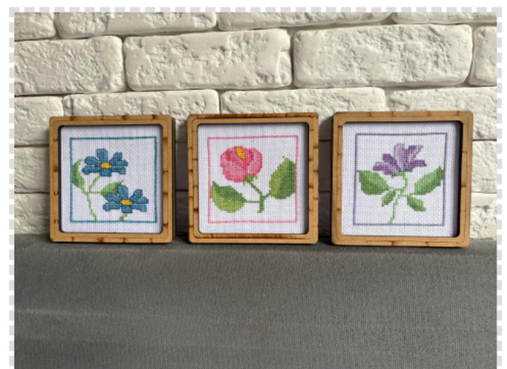 🌸 Trio de Quadros Bordados em Ponto Cruz 🧵✨