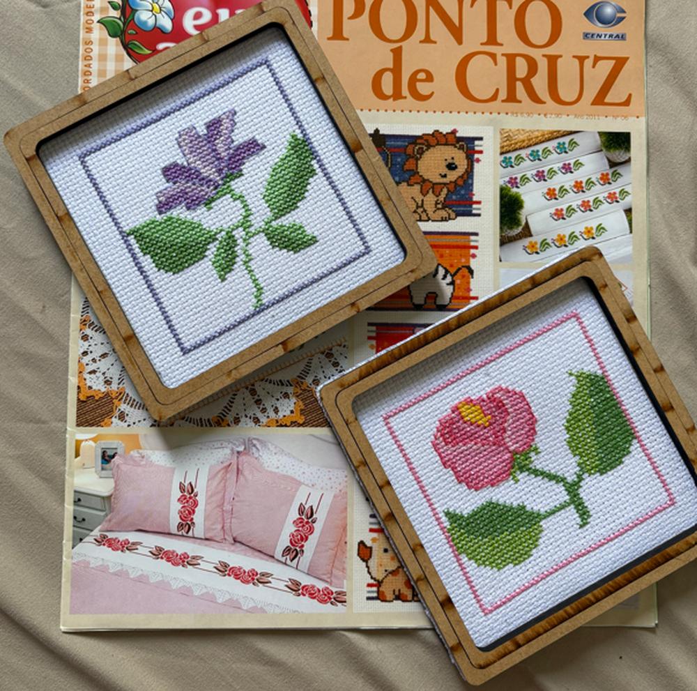 🌸 Trio de Quadros Bordados em Ponto Cruz 🧵✨