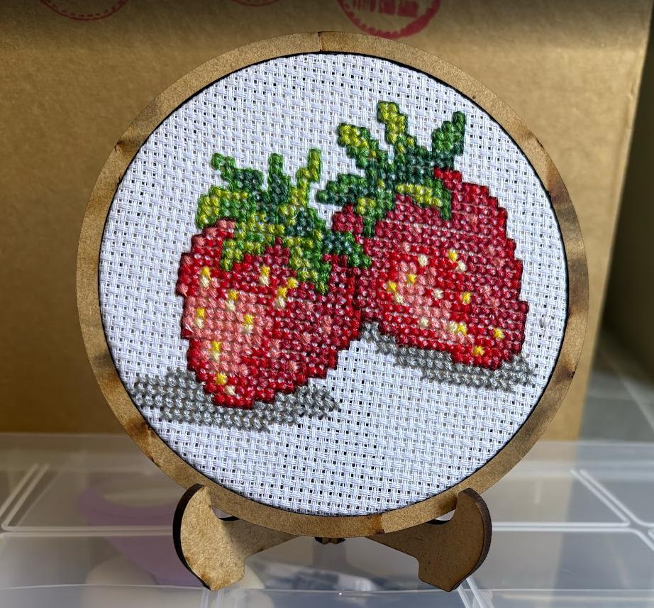 Quadro Bastidor Bordado em Ponto Cruz 10cm – Decoração Floral