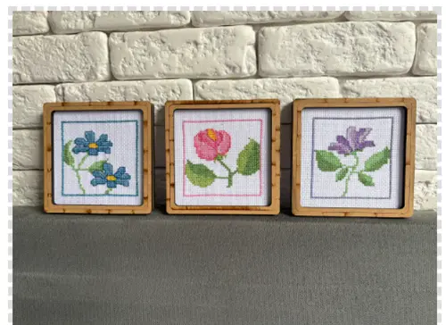 🌸 Trio de Quadros Bordados em Ponto Cruz 🧵✨