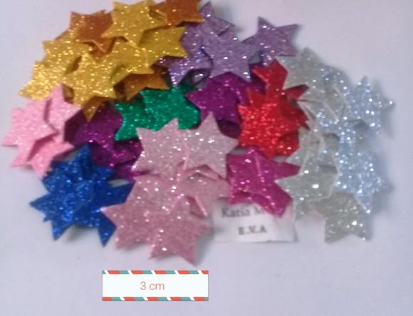 Estrela em Eva com gliter 3 cm