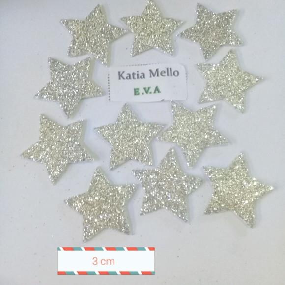 Estrela em Eva com gliter 3 cm