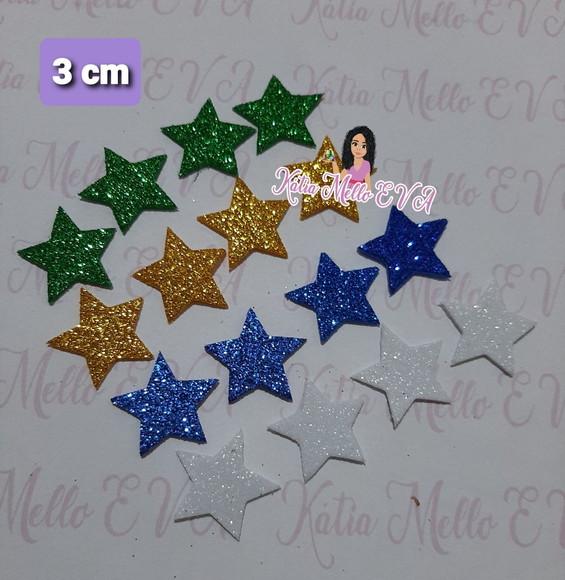 Estrela em Eva com Gliter 3 cm Copa do Mundo