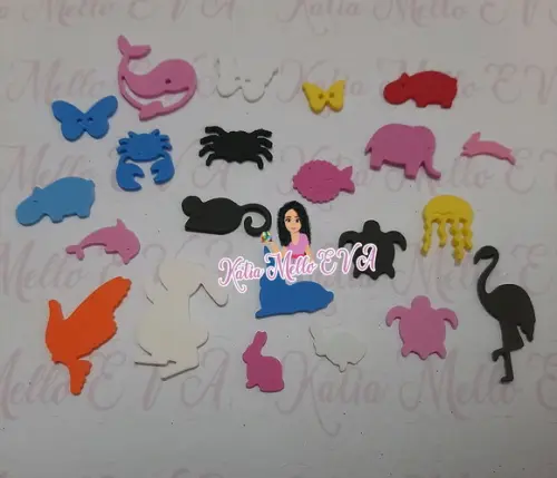 Apliques animais kit até 3 cm com 100 peças