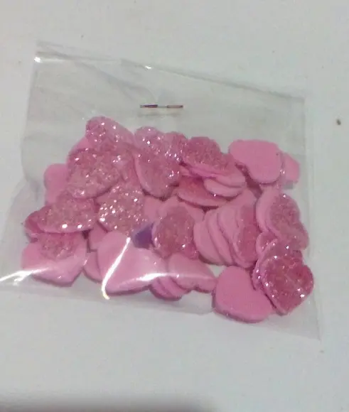 Coração em eva com gliter 1,5 cm