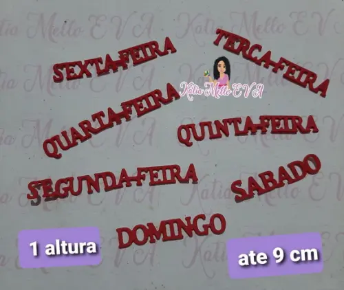 Dia da semana em eva 9 cm