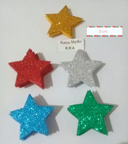 Estrela de eva com gliter 5 cm