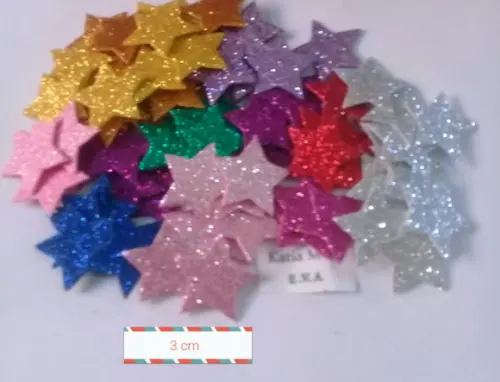 Estrela em Eva com gliter 3 cm
