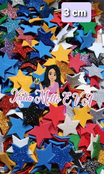 Estrela em Eva com gliter 3 cm