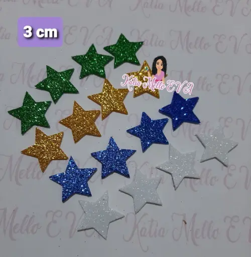 Estrela em Eva com Gliter 3 cm Copa do Mundo