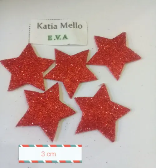 Estrela em Eva com gliter 3 cm