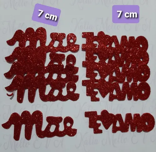 Mãe e te amo em eva kit 7 cm