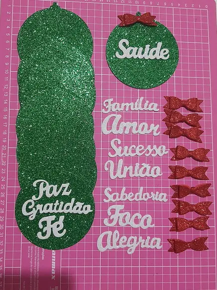 Palavras Natalinas em Gliter Pegue e Monte Natal