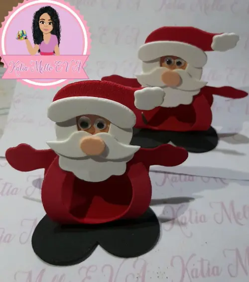 porta bombom em eva papai noel