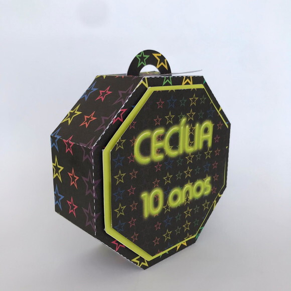 Caixa Octogonal Big 3D Neon