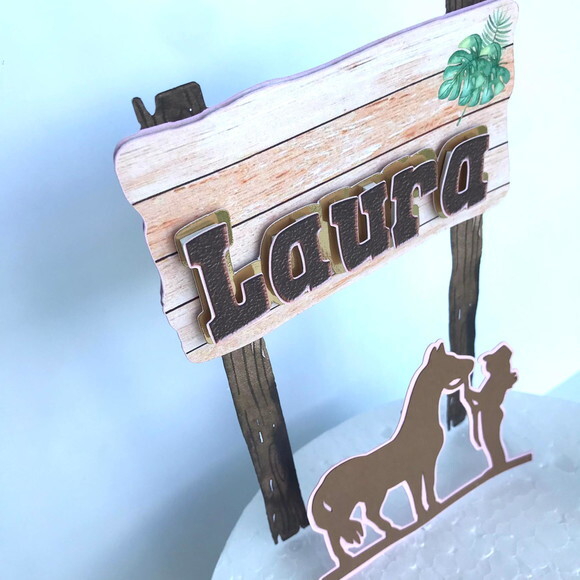 Topo de bolo Luxo Cavalo Menina