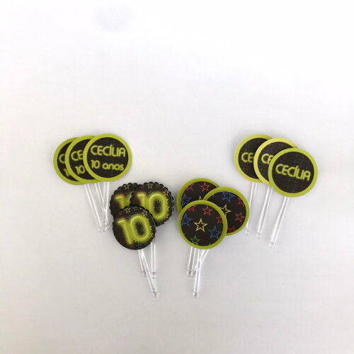 Kit Topper para docinho 3D Neon