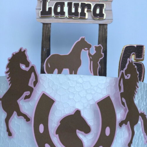 Topo de bolo Luxo Cavalo Menina