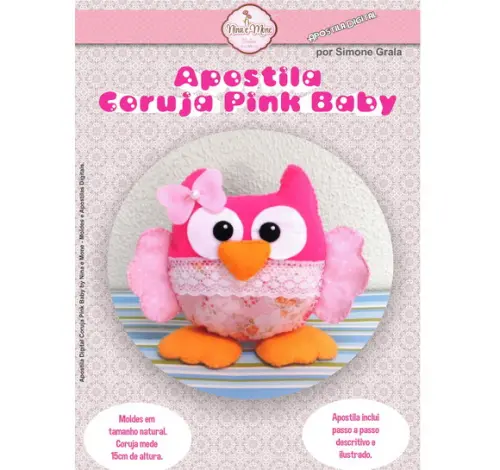 Apostila de Feltro Coruja Pink Baby