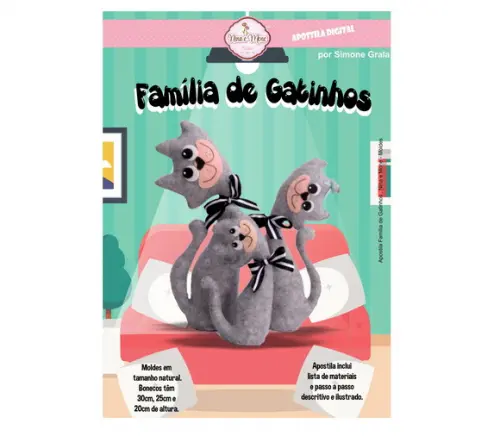 Apostila de Feltro Familia de Gatinhos