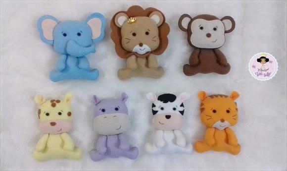 5 Bichinho Safari Baby Feltro Nicho -14 a 15 cm Decorativos