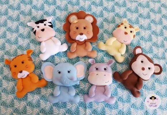 7 Bichinhos Safari Baby - 20 cm ( 18 a 20 Cm)