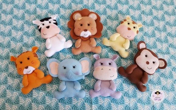 7 Bichinhos Safari Baby - 20 cm ( 18 a 20 Cm)