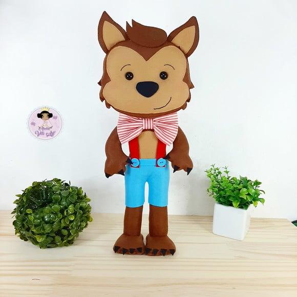 Chapeuzinho Vermelho e Lobo Mau 35 cm em Feltro