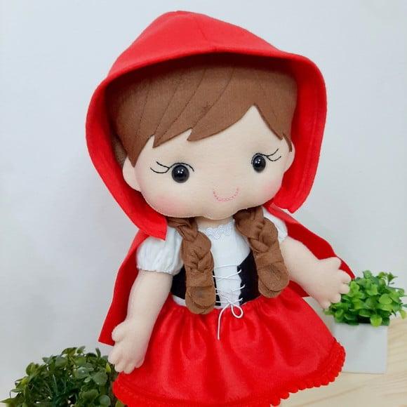 Chapeuzinho Vermelho e Lobo Mau 35 cm em Feltro
