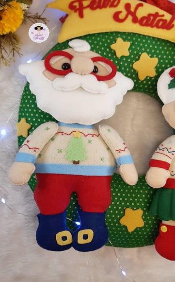 Guirlanda Natalina Papai Noel e Mamãe Noel