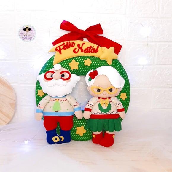 Guirlanda Natalina Papai Noel e Mamãe Noel