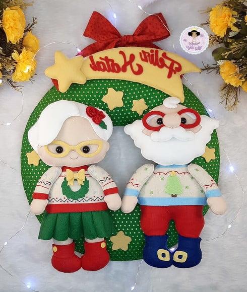 Guirlanda Natalina Papai Noel e Mamãe Noel