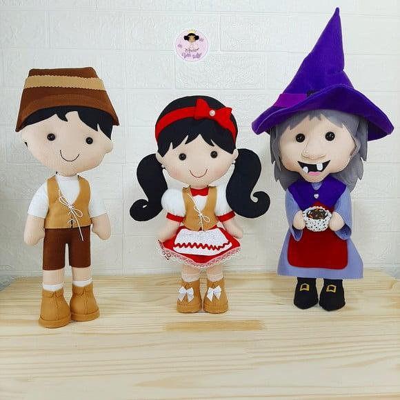 Kit 35cm João e Aria + a Bruxa e a Casa de Doces