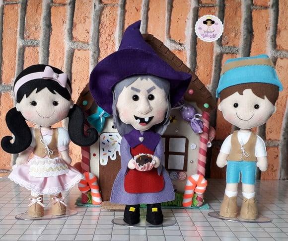 Kit 35cm João e Aria + a Bruxa e a Casa de Doces