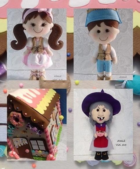 Kit João e Maria 25 Cm, Bruxa e Casa de Doces