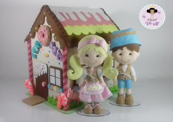 Kit João e Maria 25 Cm, Bruxa e Casa de Doces