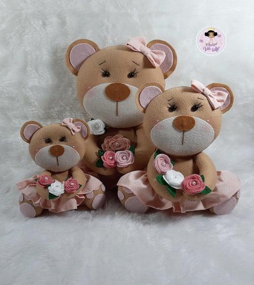 Kit Ursinha Bebê Flores em Feltro