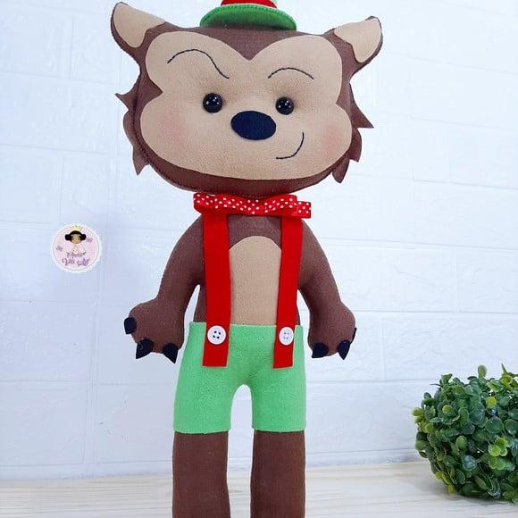Lobo Mau em Feltro 37 cm