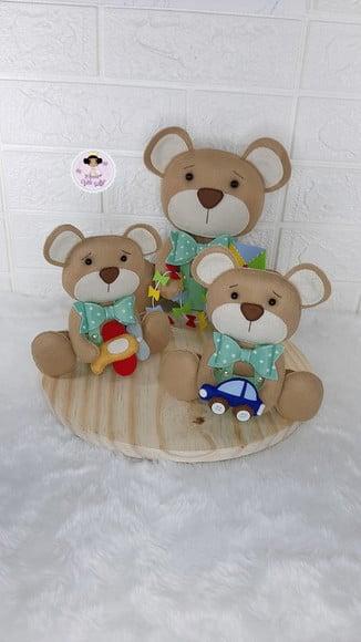 Trio de Urso Brincando em Feltro