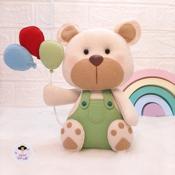 Urso Balões em Feltro Decoração Nicho
