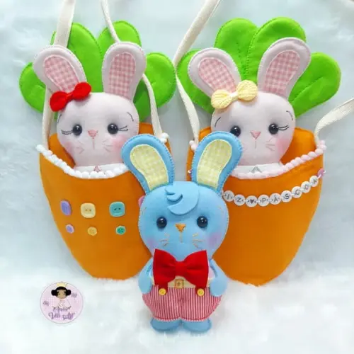 Bolsinha Lúdica com Coelhinhos para Páscoa