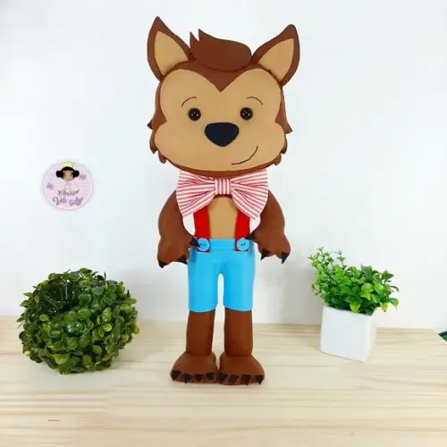 Chapeuzinho Vermelho e Lobo Mau 35 cm em Feltro