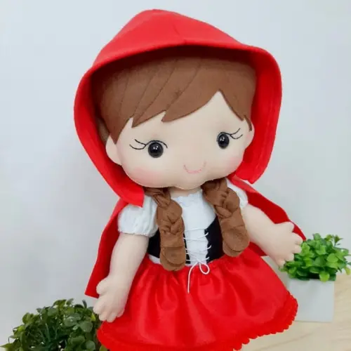 Chapeuzinho Vermelho e Lobo Mau 35 cm em Feltro